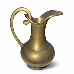 Vintage Brass Pitcher Ewer Rustic Farmhouse Decor